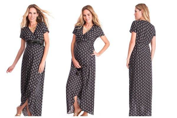 Tenue de fête femme enceinte : robe longue portefeuille Seraphine