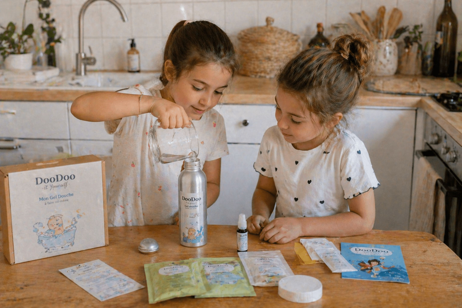 Enfants qui apprennent &agrave; fabriquer leurs produits